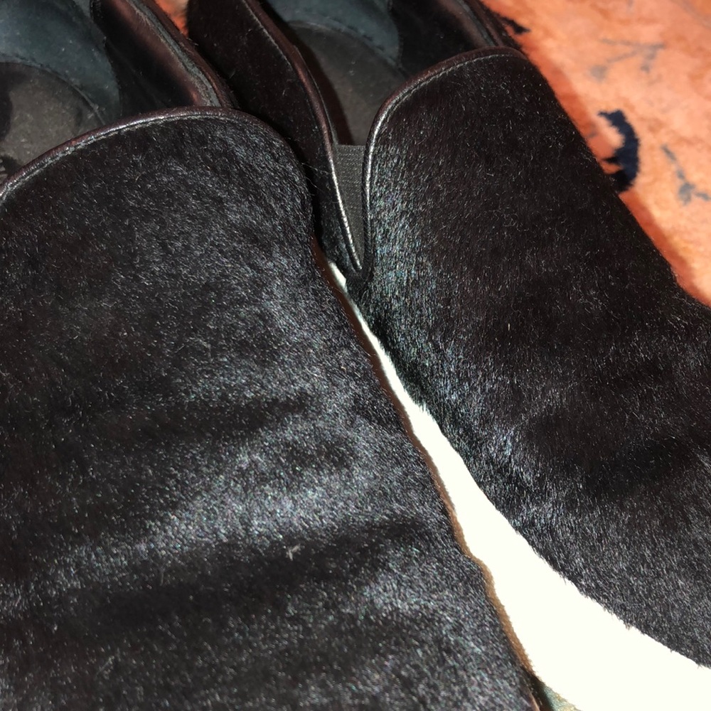 Black fur Celine slip on sneakers
